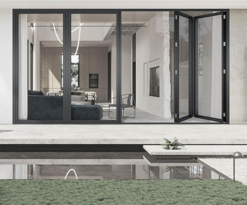 Korozyona dayanıklı alüminyum katlanır kapı termal kırma ince çizgi alüminyum iki katlı kapılar
