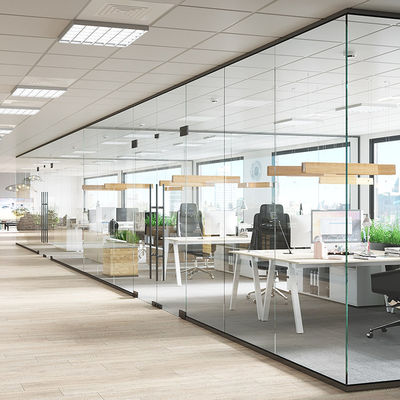 Ses geçirmez Ofis Cam Bölme Duvarları Kapılı Tozla Kapalı Alüminyum Profili