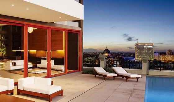 Tempered Clear Glass Alüminyum Kaydırma Kapısı Termal Break Multi Slide Patio Kapıları