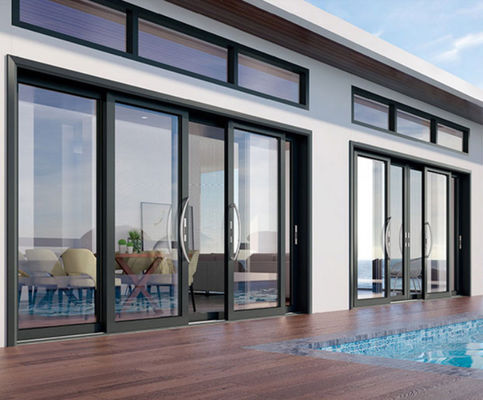 Tempered Clear Glass Alüminyum Kaydırma Kapısı Termal Break Multi Slide Patio Kapıları