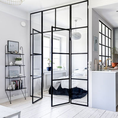 Balkon Çift Yapraklı Alüminyum Kapılar Laminasyonlu Tempered Cam