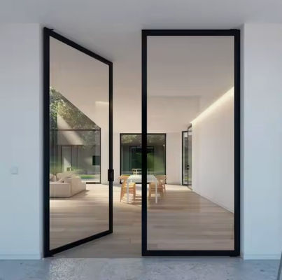 İnce Çerçeve Alüminyum Salıncak Kapı Laminasyonlu Tempered Glass Alüminyum Salıncak Kapı