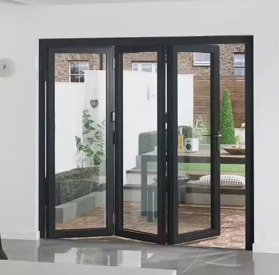 Alüminyum Çerçeve Katlanabilir Cam Patio Kapılar Yüksek Güvenlik Kasırga Direnci