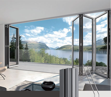 Termal Break Güvenlik Cam Alüminyum Katlanabilir Kapı Ticari Balkon Katlanabilir Kapı