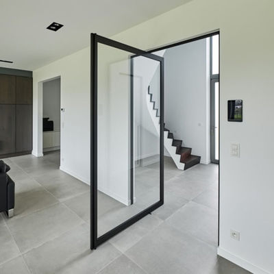 Kasırga Direnci Alüminyum Pivot Kapı Tempered Glass Pivot Ön Kapı