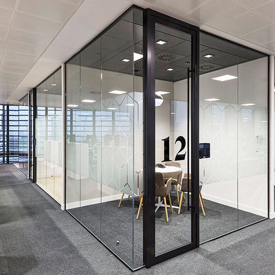 Ses geçirmez Ofis Cam Bölme Duvarları Kapılı Tozla Kapalı Alüminyum Profili