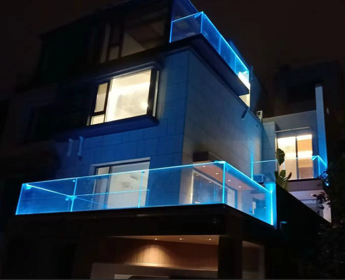 LED ışığı ile açık alüminyum U kanal cam korkuluk hafif