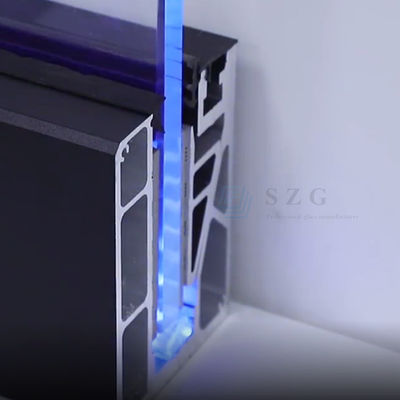 12 mm Merdiven Çerçevesiz Cam Balkon Çit U Kanalı LED Işıkla
