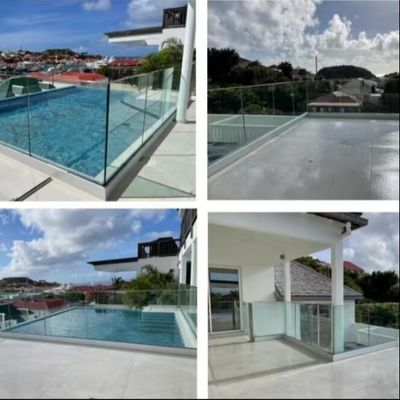 Renkli LED Işıklı U Kanal Cam Korkuluk, 8-16mm Lamine Cam ve 5 Yıldan Fazla Garanti