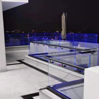 Sabit Tempered Glass Balkon Balustrade Alüminyum Handrail ile Cam U Kanal Sistemi