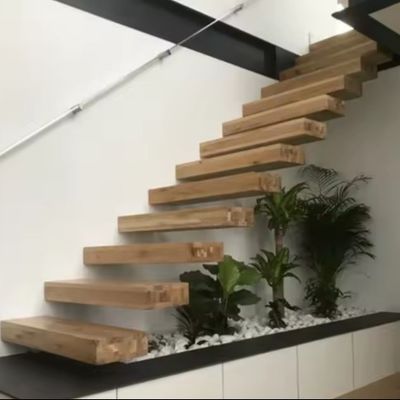 Villa/Departman Dekoratif Merdiven İç Açık Riser Ahşap Yüzen Cam Merdiven