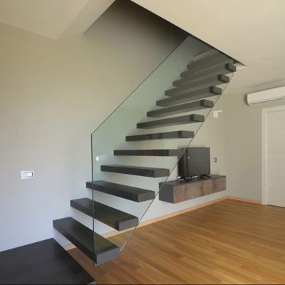Villa/Departman Dekoratif Merdiven İç Açık Riser Ahşap Yüzen Cam Merdiven