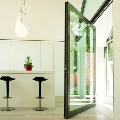 Alüminyum Alaşım Çerçeve Lüks Tasarım Laminated Tempered Glass Pivot Ön Kapı Tek ve Çift Cam Tipi için Özel Boyutlarda