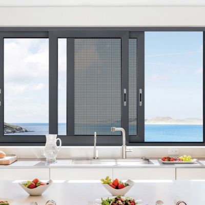 Büyük modern iç kilitlenebilir akordeon siyah sürgülü cam kapı özelleştirilmiş çift cam kapılar