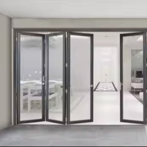 Modern İç Yapı Patio Cam Su geçirmez Kaydırma ve Katlama Alüminyum Çift Katlı Kapı Sistemi Restoran Ev Kullanımı İçin