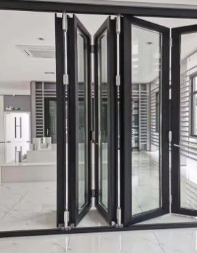 Alüminyum Kaydırmalı Katlanabilir Kapı Sistem Tasarımı Su geçirmez Katlanabilir Termal Break Ses Dayanıklı Cam Kapı
