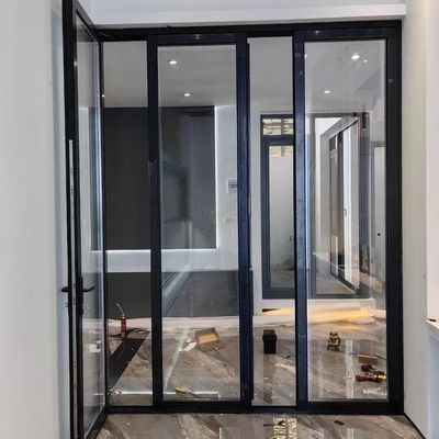 Slimline Alüminyum Çift Katlı Kapılar İç Balkon Katlanabilir Kaydırılabilir Tasarım Çift Katlı Alüminyum Cam Kapı