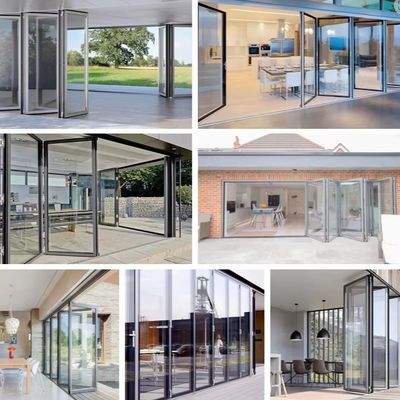 Güvenli Kilitleme Mekanizmi Alüminyum Katlanabilir Cam Kapılar Gümüş/Beyaz/Siyah/Eğitim Kurumları için Özel