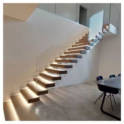 Güvenli ve dayanıklı beyaz meşe ahşap merdiven düz L şeklinde U şeklinde bölünmüş veya spiral türü