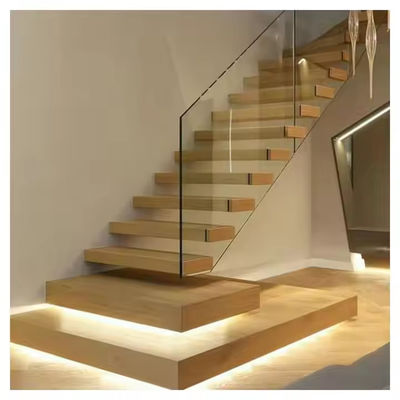 Katı karbon çelik ipliğe sahip Laminated Glass Tread özelleştirilebilir yüzen merdiven