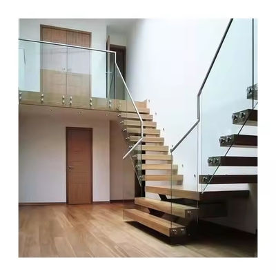 Katı karbon çelik ipliğe sahip Laminated Glass Tread özelleştirilebilir yüzen merdiven