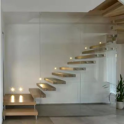 Katı karbon çelik ipliğe sahip Laminated Glass Tread özelleştirilebilir yüzen merdiven