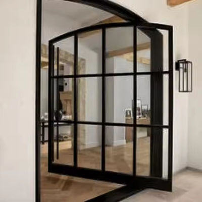 Ticari Şeffaf Cam Ön Pivot Demir Kapı Çelik ve Alüminyum Grafik Tasarımı