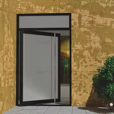 4-12mm Çift Camlı Alüminyum Pivot Kapısı Açık Cam ve Paslanmaz Çelik Ekran Ağı Malzemesi