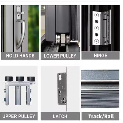 İzole edilmiş sertleştirilmiş cam ve özel cam kalınlığı ile Modern Stil Alüminyum Katlanabilir Pencere