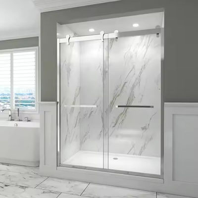 Su geçirmez ve yalıtımlı camlı paslanmaz çelik çerçevesinde kaydırılabilir duş kapısı