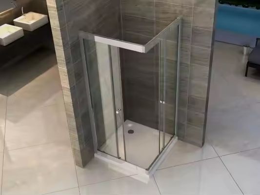 Banyo için Yan Sürgülü Cam Bölme Alüminyum Cam Paslanmaz Çelik Yürüme Duşakabin