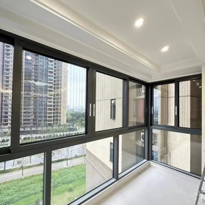 Tempered Glass Thermal Break Alüminyum Insect Net ile Kaydırıcı Fırtına Pencereleri