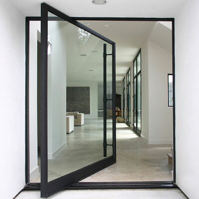 6+6mm 8+8mm Clear Tempered Laminated Glass Iron Steel Security Pivot Door