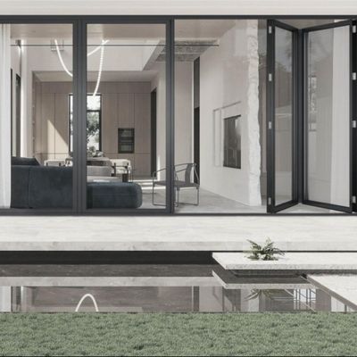 Özel Boyutlar Alüminyum Çift Katlı Dış Kapılar Dayanıklı Çok Panelli Isıtma