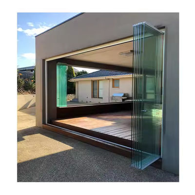 Çerçevesiz Eğimli Katlanabilir Tempered Glass Kapı Perde, Balkon Bölme Kapısı