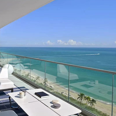 Anti Kasırga Güvenliği Balkon İçin Dış Çit Barikatı Tempered Laminated Glass Balustrade