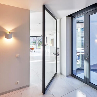 6+6mm 8+8mm Şeffaf Temperli Lamine Cam Demir Çelik Güvenlik Döner Kapı